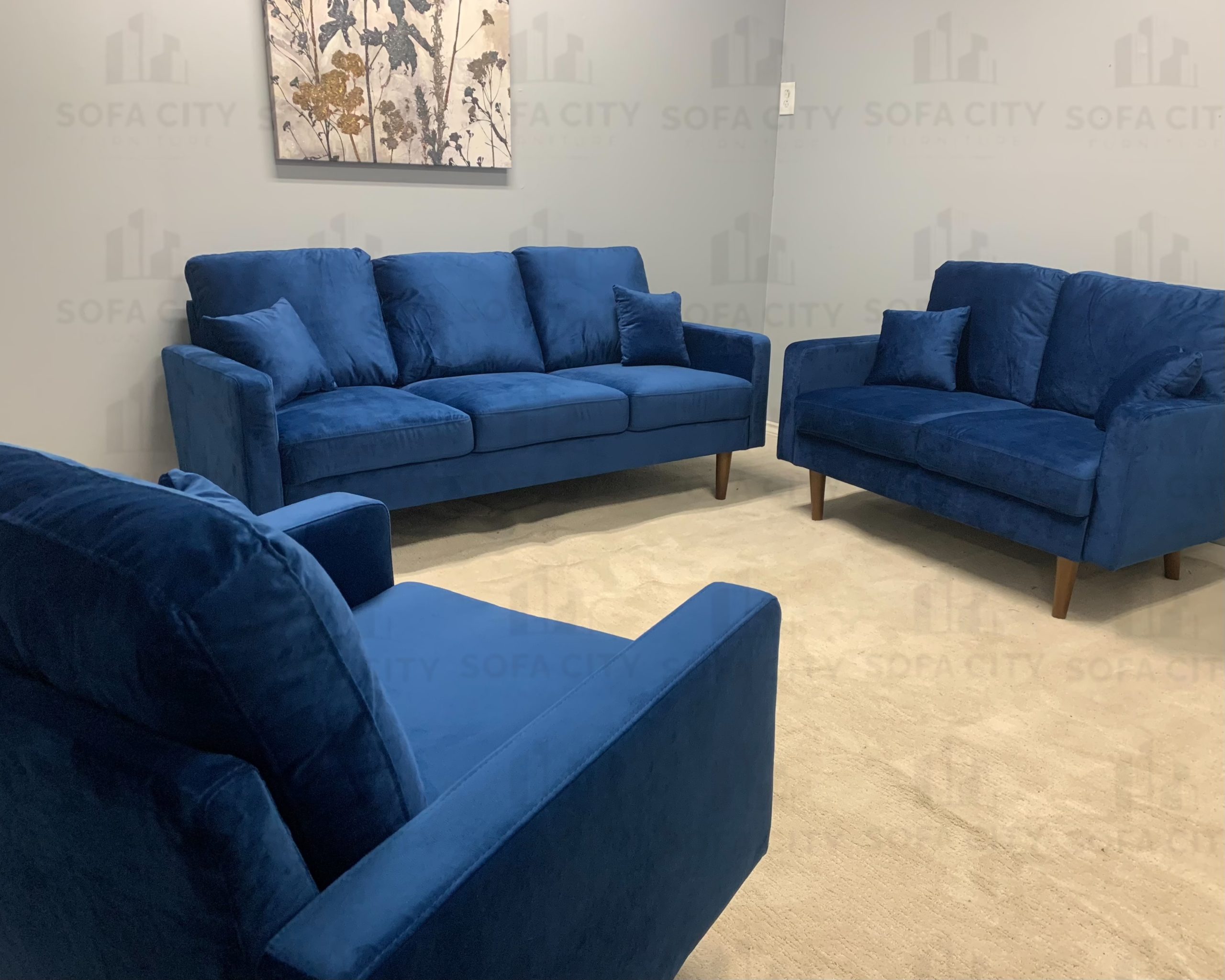 LOA7011 Blue, 3 pcs Sofa City Furniture