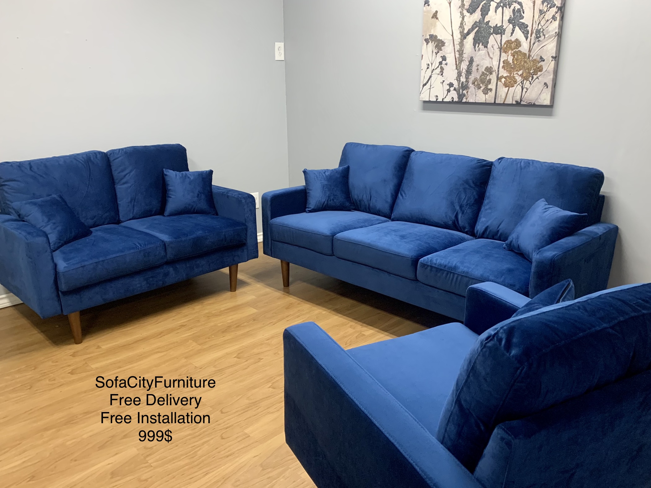 LOA7011 Blue, 3 pcs Sofa City Furniture