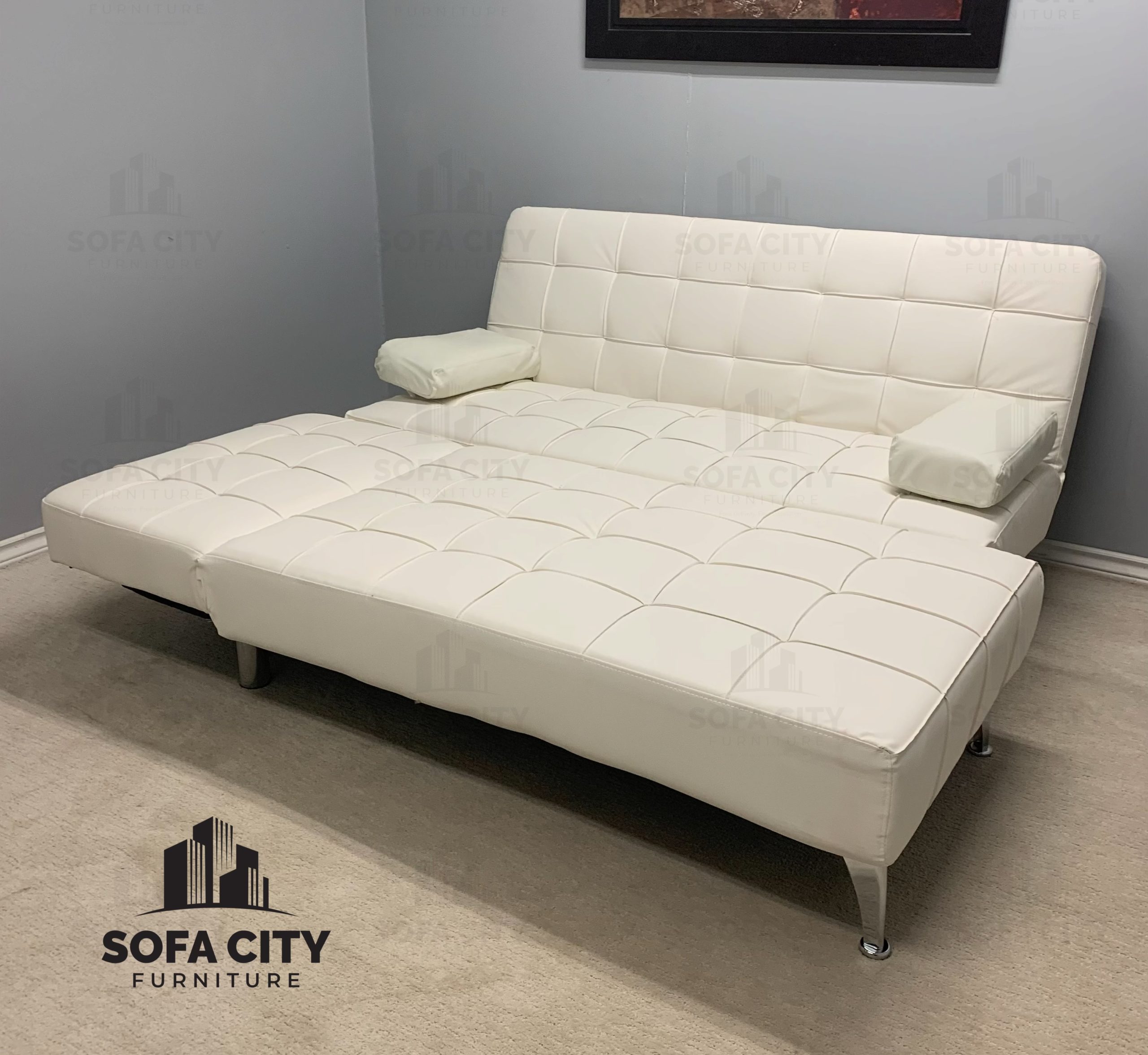 Luna, Sofa Bed (White Leather) Sofa City Furniture