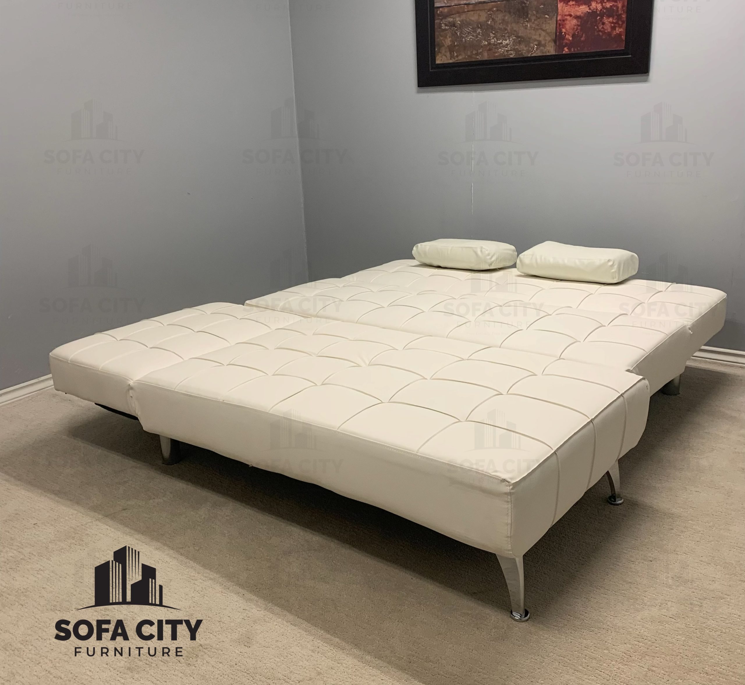 Luna, Sofa Bed (White Leather) Sofa City Furniture