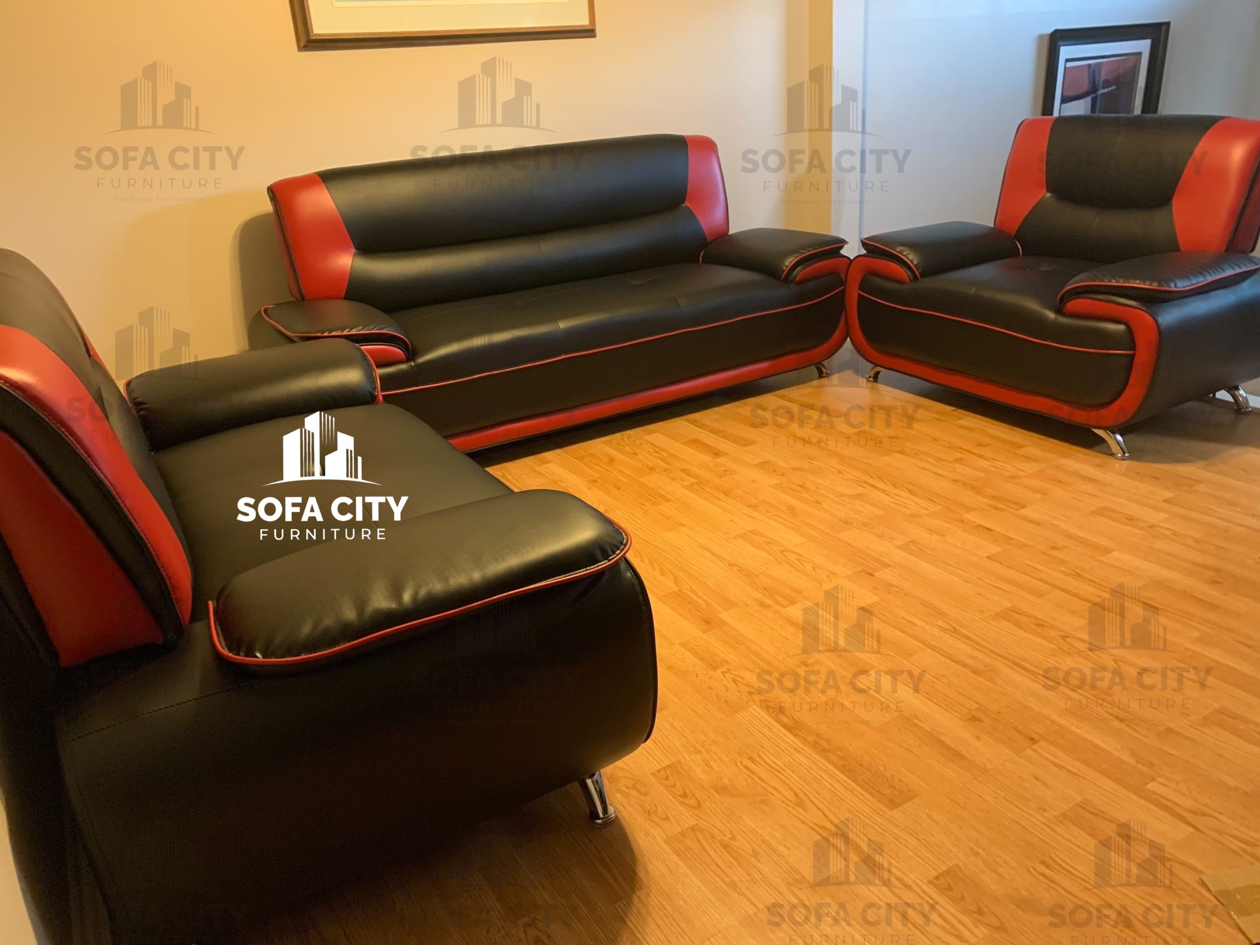 Dahlia, Red/Black Sofa City Furniture